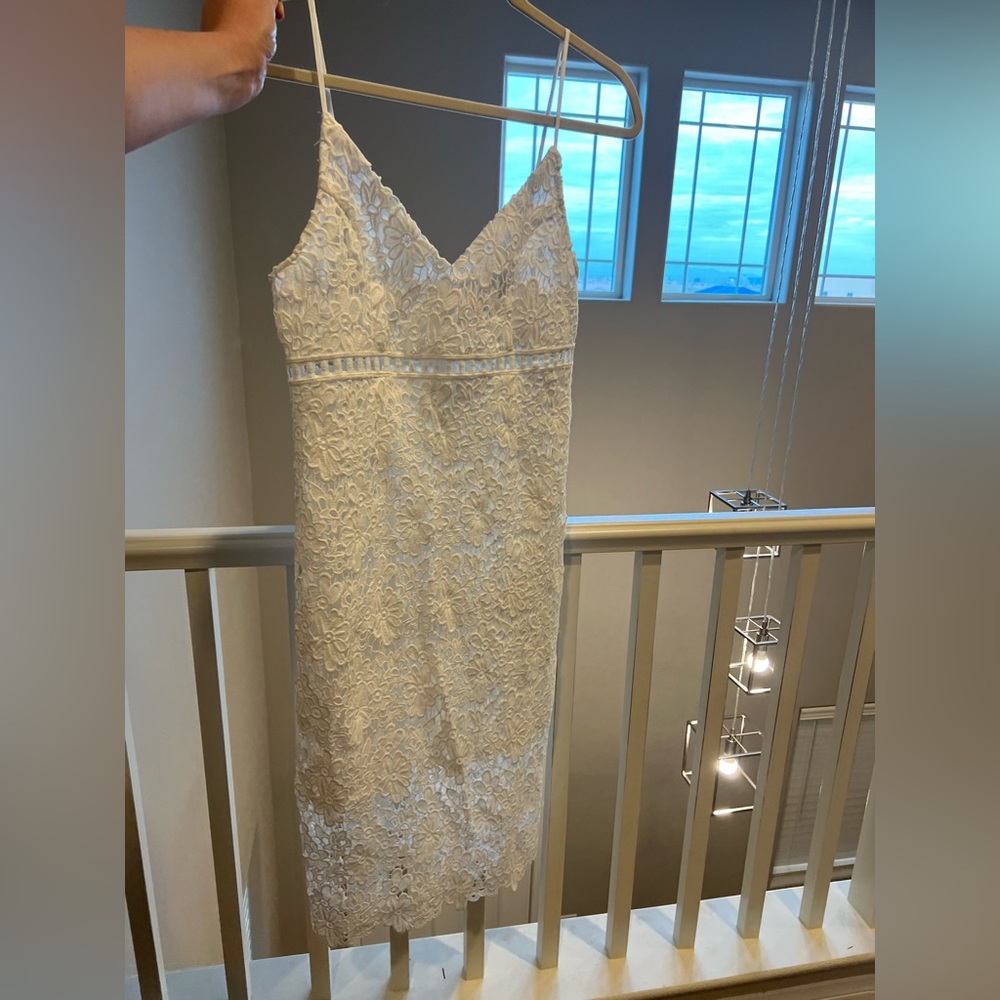NWOT Forever 21 White Midi Lace Dress -Large